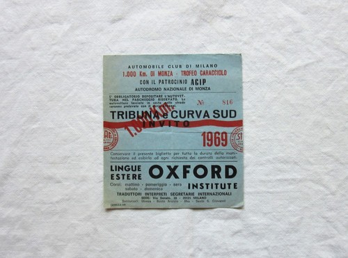 Biglietto ticket pass - ticket, 1969