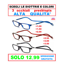 3 occhiali lettura calamita magnetici uomo donna presbiopia  scegli le diottrie