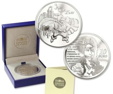 FRANCIA 10 EURO 2012 "Le Chat Botte'" Proof/Belle Epreuve con Scatola e CoA