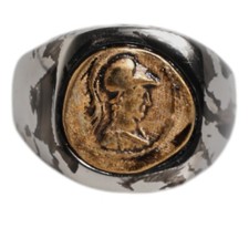 Anello DOLCE & GABBANA tono argento inciso due colori vero ottone US9 60mm 530usd