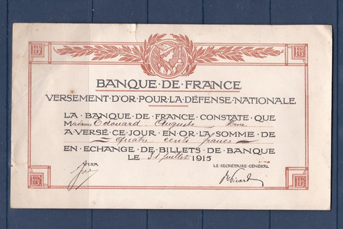 Versement pour la - d'or,