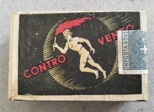 Scatola fiammiferi antivento Saffa Magenta anni 30/40 con marca da bollo