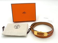 Cintura originale Hermes Apicery 75GD H timbro GD pelle arancione con scatola BA100678