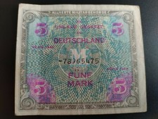 BANCONOTA 5 MARCHI OCCUPAZIONE ALLEATI (DIVISA MILITARE 2 GUERRA MONDIALE) 1944