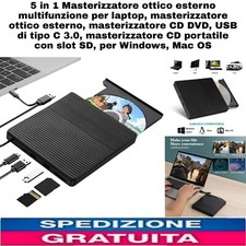 Masterizzatore CD/DVD Esterno 5 in 1 USB Tipo-C e 3.0 Con Slot SD Windows Mac,OS
