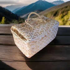 Grande cestino pic nic, Porta Oggetti, Borsa,  In Vimini,  Erbe Palustri Vintage