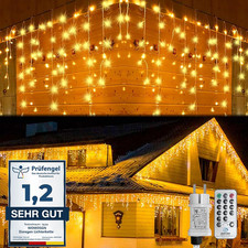 WOWDSGN Luci Natale Esterno Cascata 15M 660LED, Luci Di Natale Da Esterno, Tenda
