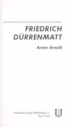 Friedrich durrenmatt hardcover - durrenmatt,