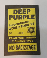 Deep Purple Pass Ticket Ian Gillan Original Perpendicular Italy Woeld Tour  1996