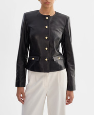 Giacca Donna Pelle Nera Biker