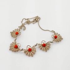 Fiore di corallo - catena in filigrana d'argento