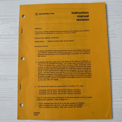 Motorola maxtrac instruction - motorola,