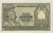 Italy 50 Lire Banknote 1951