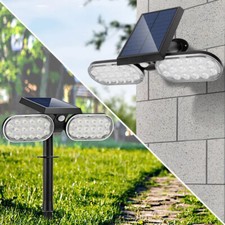 Faro Faretto 32 Led Da Giardino con picchetto e Pannello Solare Crepuscolare 60w