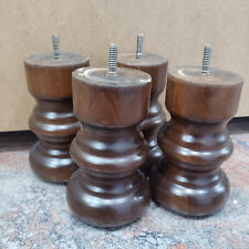kit 4 pz. piede per mobili legno massello color noce alt. cm. 14 diam. 90 mm.