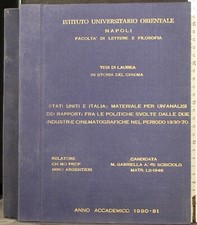 TESI DI LAUREA IN STORIA DEL CINEMA. DE SCISCIOLO. AUTOEDITATO.