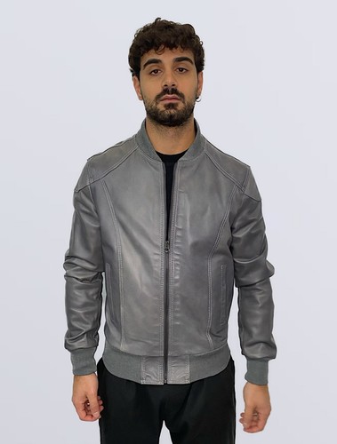 Bomber pelle uomo grigio - bomber,