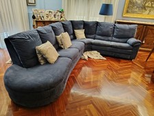 Divano Angolare, Con PENISOLA, In Alcantara, Blu AVION, DIVANI & DIVANI