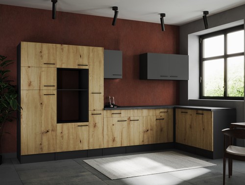 Cucina angolare vuota grigia - cucina,