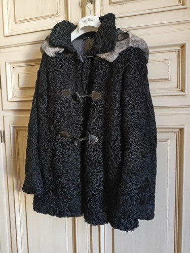 Pelliccia astracan nero con - pelliccia,