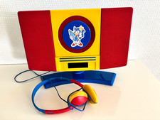 Lettore CD Sega Sonic Hedgehog non testato, con cuffie, alimentatore mancante, da collezione