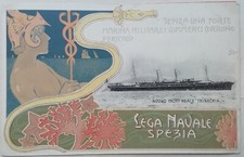CARTOLINA REGIA MARINA LEGA NAVALE SPEZIA ILLUSTRATA ACCADEMIA MILITARE M2