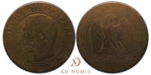 Francia rara centimes 1857 d - rara,