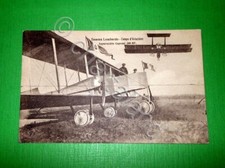 Cartolina Somma Lombardo Campo Aviazione Caproni 300HP autografo Bonazzi Pilota.