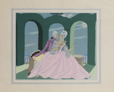 Pochoir  Pouchoir Max Ninon Accornero "Il bacio mancato" 1915