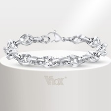 VNOX Bracciale Catena Fermacarte Acciaio Inox per Uomo Donna Hip Hop Gioielli
