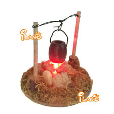 Casa delle bambole in miniatura 1:12 fata giardino pozzo del fuoco con cucina LED può emettere luce