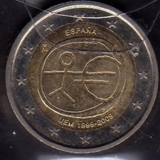 1 Moneta SPAGNA: 2 euro Commemorativo EMU 1999-2009