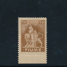 Fiume 1919 Allegorie 40 c. n.C40d MH* non dentellato basso firm.Raybaudi cat.350