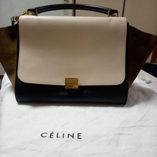 Borsa a tracolla CELINE in pelle trapezio nera marrone usata ottima Giappone