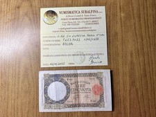 REGNO D’ ITALIA 50 LIRE LUPETTA FASCIO ROMA 1º TIPO 1 6 1938 certificata BB/SPL