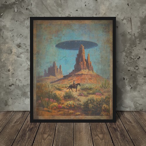 Cosmic cowboy ufo wall - ufo,