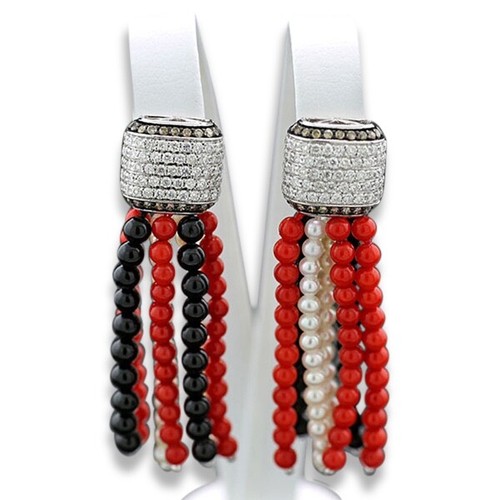 Orecchini perle corallo - orecchini,