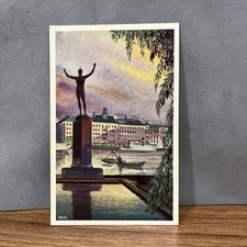 CARTOLINA PICCOLA VINTAGE COLLEZIONE STOCKHOLM BY NIGHT GRAND HOTEL ROYAL