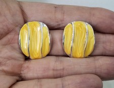 Bellissimi orecchini stile vintage anni 20 argentati con smaltatura gialla