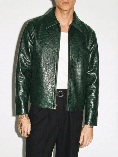 Giacca uomo pelle verde