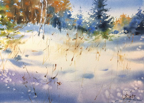 Dipinto paesaggio invernale