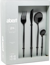 Set 24 Pezzi Servizio di Posate da Tavola Porto Black Scatola Elegant Abert