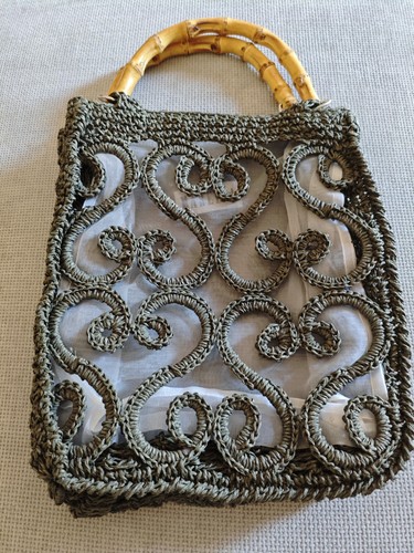 Borsa vintage rafia bambù - vintage,