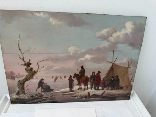 Antico quadro olandese scena