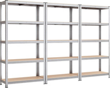 Set di 3 Scaffali per Carichi Pesanti, Scaffalature a 5 Ripiani in Acciaio, Senz