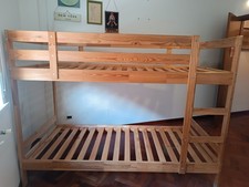 Letto a Castello Singolo in Legno di Pino con Scaletta e Doghe Incluse - Per Cam