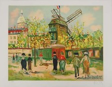 Maurice UTRILLO : Le moulin de la Galette à Montmartre, Lithographie signée