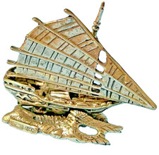 MINI VELIERO IN ARGENTO 800 CON BOLLI 5X2.5X5H. gr.30