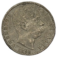 Italie - FAUX D'ÉPOQUE - 2 lire 1898 Umberto I - étain - monnaie de faussaire