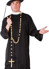 CARNEVALE HALLOWEEN CORONA ROSARIO CON CROCE IN LEGNO 75 CM FRATE PRETE 18081